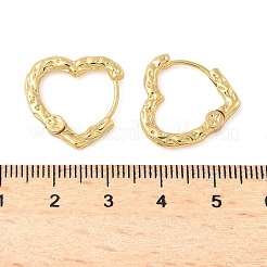 Pendientes de aro con forma de corazón martillado de acero inoxidable 304&nbsp;EJEW-U065-02A-G