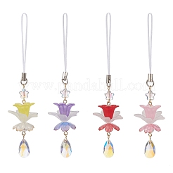 4 Stück Glas- und Acrylblumen-Anhängerdekorationen&nbsp;HJEW-TA00432