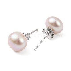 Orecchini a bottone con perle rotonde di perle naturali&nbsp;EJEW-E298-01E-03P