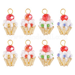 8 Stück Cupcake-Anhänger aus Glasperlen in 4 Farben&nbsp;FIND-TA0009-15