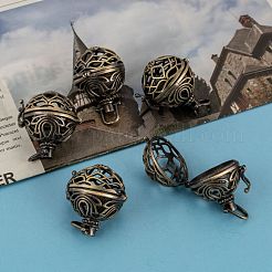 Runde Messing Hohlkäfig Anhänger&nbsp;KK-L083-18AB-RS
