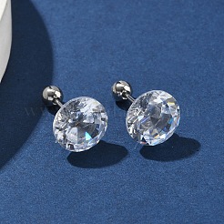 Boucles d'oreilles puces en acier inoxydable 304 serties de diamants et de zirconiums cubiques&nbsp;EJEW-U067-01P