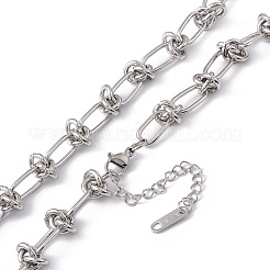 Collier à maillons en acier inoxydable 304 anti-ternissement pour hommes et femmes&nbsp;LS-NJEW-P269-02P