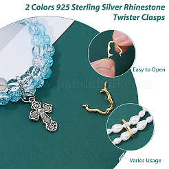 2 fermoir torsadé en argent sterling avec strass&nbsp;STER-HS0001-09