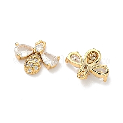 Breloques abeilles en laiton serties de micro-pavés de zircone cubique&nbsp;KK-A281-23G-01