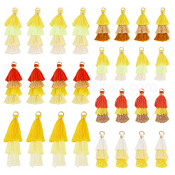 28 Stück 7 Stile Polycotton (Polyester-Baumwolle) & Baumwolle & Polyester Quaste Anhänger Dekorationen&nbsp;FIND-TA0009-33