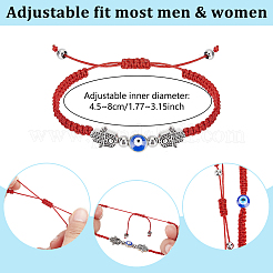 6 pz 6 stili mano di Hamsa e malocchio perline di vetro e resina e lega e ottone braccialetti di perline intrecciate e braccialetti con ciondoli per donne&nbsp;BJEW-GA00009