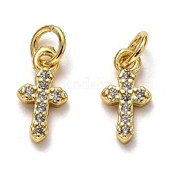 Breloques minuscules croix en laiton micro pavé zircone cubique&nbsp;ZIRC-H119-04