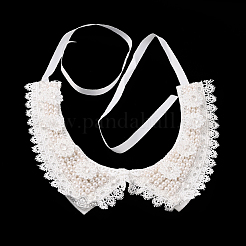 Perla di plastica e collare di fiori di strass di cristallo&nbsp;AJEW-WH0326-08A
