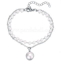 Braccialetti con ciondoli rotondi piatti in lega&nbsp;WG5D178-02