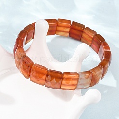 Bracelets extensibles unisexes en perles de cornaline naturelle teintes et chauffées&nbsp;G-K303-02G
