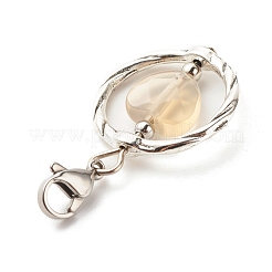 Anneaux de liaison en alliage et décorations de pendentif en agate grise naturelle&nbsp;HJEW-JM00604-01
