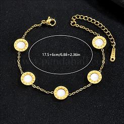 Bracciale minimalista da uomo con 201 maglie piatte e rotonde in acciaio inossidabile con numeri romani.&nbsp;BZ3642-1