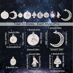 20 pendentif en acier inoxydable 304 de 10 styles&nbsp;STAS-SC0004-80P