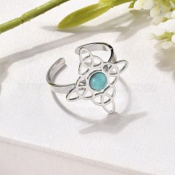 Synthetische Türkis Fingerringe&nbsp;RJEW-I110-02P-01