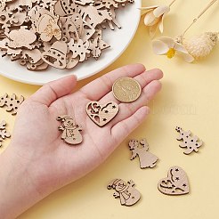 100 stücke weihnachten unvollendete holzverzierungen&nbsp;WOCR-CJ0001-02