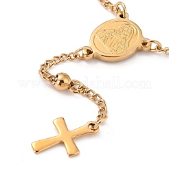 Bracelets de perles de chapelet avec croix&nbsp;X-BJEW-E282-02G