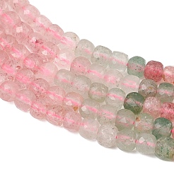 Perles de quartz fraise naturel rouge et vert à dégradé de couleurs&nbsp;GG-NH0007-C02-01