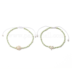 2 Stück verstellbare geflochtene Perlenarmbänder aus Glasssamen&nbsp;BJEW-JB11664