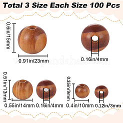 300 Stück runde Naturholzperlen in 3 Stilen&nbsp;WOOD-GF0001-89B