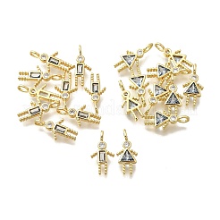 Pendentifs avec zircon cubiques à micro-pavés en laiton&nbsp;KK-D339-02G-03