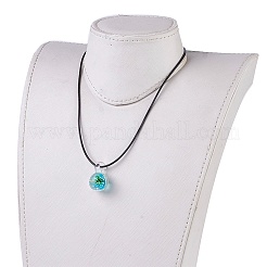 Collane con pendenti in vetro murano e collane in cordino di pelle di vacchetta&nbsp;NJEW-JN02317-M