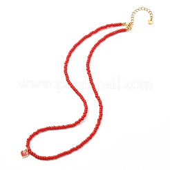 Ensembles de colliers de perles de rocaille de verre rouge et blanc&nbsp;X-NJEW-JN03719