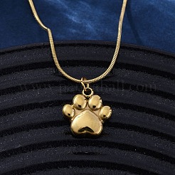 Colliers avec pendentifs en forme de patte de chien en acier inoxydable 304 pour femmes&nbsp;NJEW-Z044-13G