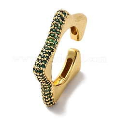 Anelli a polsino aperto con zirconi cubici in ottone con placcatura a cremagliera per donna&nbsp;RJEW-S242-02G-A