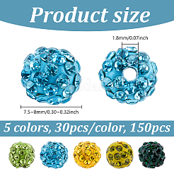 150 Stück 5 Farben Strass Pflaster Discokugel Perlen&nbsp;RB-UN0001-16