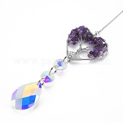 Gros pendentifs en améthyste naturelle&nbsp;G-N333-008J