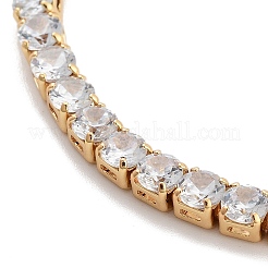 Messing Pavé klare Zirkonia flache runde Gliederarmbänder&nbsp;BJEW-YWC0002-04G