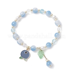 4 bracciale elastico con perline rotonde in vetro e pietra di luna sintetica&nbsp;BJEW-JB11858