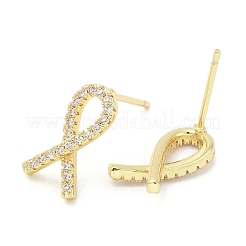 Boucles d'oreilles en laiton plaqué micro pavé de zircons cubiques transparents pour femmes&nbsp;EJEW-M260-15G
