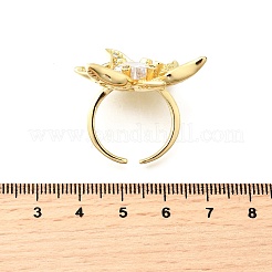 Manschettenringe aus Messing mit Mikropavé-Zirkonia für Damen&nbsp;RJEW-F184-02G
