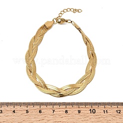 Damenarmband aus Edelstahl 304 mit ineinandergreifender Fischgrätenkette&nbsp;BJEW-K240-08C-G