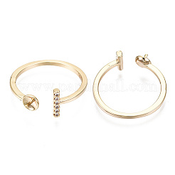 Messing Micro Clear Zirkonia Manschette Fingerringe Einstellung&nbsp;X-KK-T056-52G-NF