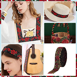 Cinta de poliéster jacquard vintage con flores de 16.5 yarda&nbsp;OCOR-PH0007-38