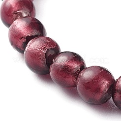 Handgefertigte Stretch-Armbänder aus Silberfolie mit Glasperlen&nbsp;BJEW-JB06464-02