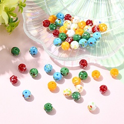 50pcs 5 Farben handgemachte Bunte Malerei-Perlen&nbsp;LAMP-YW0004-35