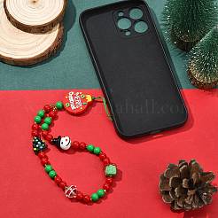 Weihnachts-Handy-Lanyard aus Bunte Malerei und Acryl&nbsp;HJEW-SZ00096