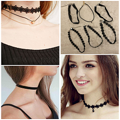 6 stücke 6 arten gothic blume spitze choker halsketten für frauen&nbsp;NJEW-SC0001-76