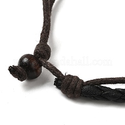 Bracelets multibrins double couche tressés en bois&nbsp;BJEW-P301-02