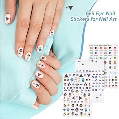 12 Blatt Nagelkunst-Aufkleber mit 3 Stilen und bösem Blick-Muster.&nbsp;DIY-GA0004-14