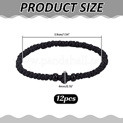 12 verstellbares Armband aus geflochtenen Polyesterperlen für Männer und Frauen&nbsp;BJEW-HY0002-70B