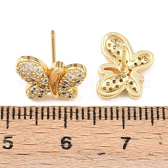 Latón micro pave aretes de circonita cúbica transparente&nbsp;EJEW-F400-02A-G