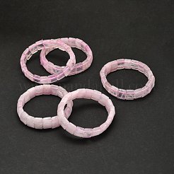 Pulsera elástica con cuentas rectangulares de cuarzo rosa natural&nbsp;BJEW-E379-01E