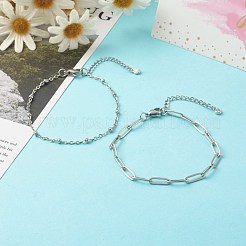Bracciale con catene satellitari e graffetta in acciaio inossidabile 304 anti-ossidazione&nbsp;BJEW-JB06524