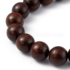 Braccialetto elasticizzato con perline rotonde in legno di sandalo&nbsp;BJEW-H566-01