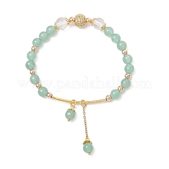 Braccialetti con perline rotonde in avventurina verde naturale e cristallo di quarzo per donna&nbsp;BJEW-JB11931-01